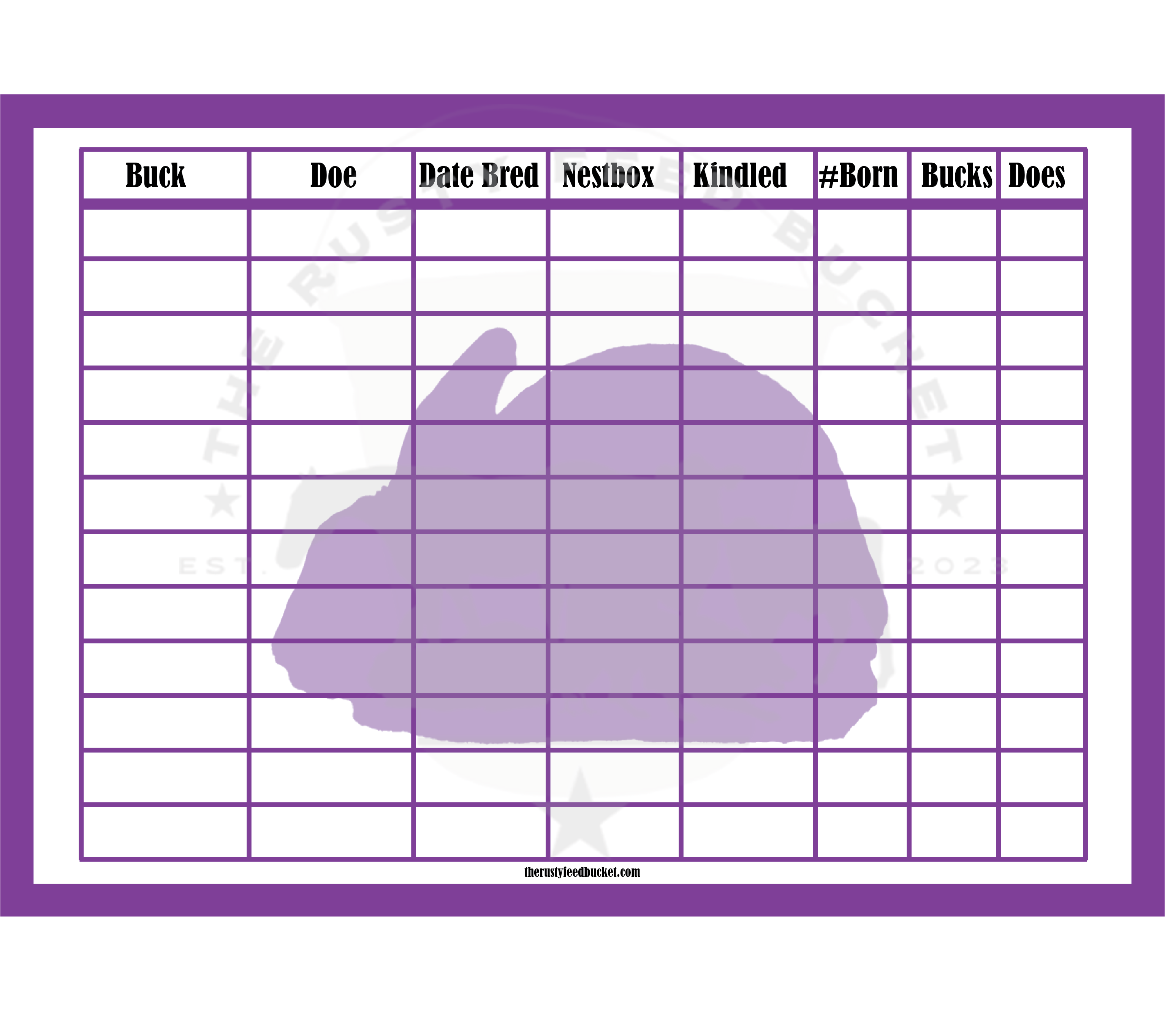 Rabbit Breeding Chart Mini Rex The Rusty Feed Bucket