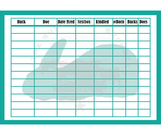 Rabbit Breeding Chart - Flemish Giant / Semi-Arch