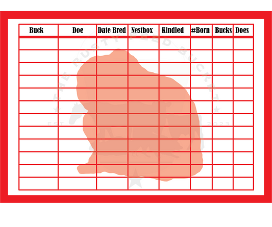 Rabbit Breeding Chart - Holland Lop