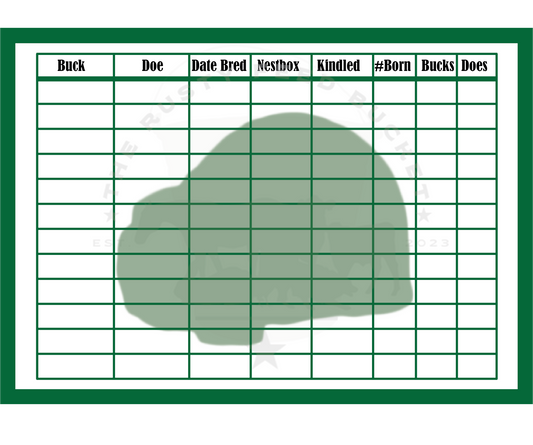 Rabbit Breeding Chart - French/Mini Lop