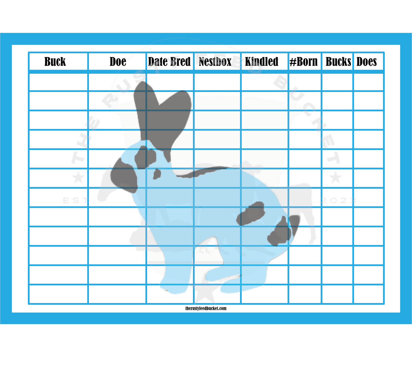 Rabbit Breeding Chart - Checkered Giant – The Rusty Feed Bucket