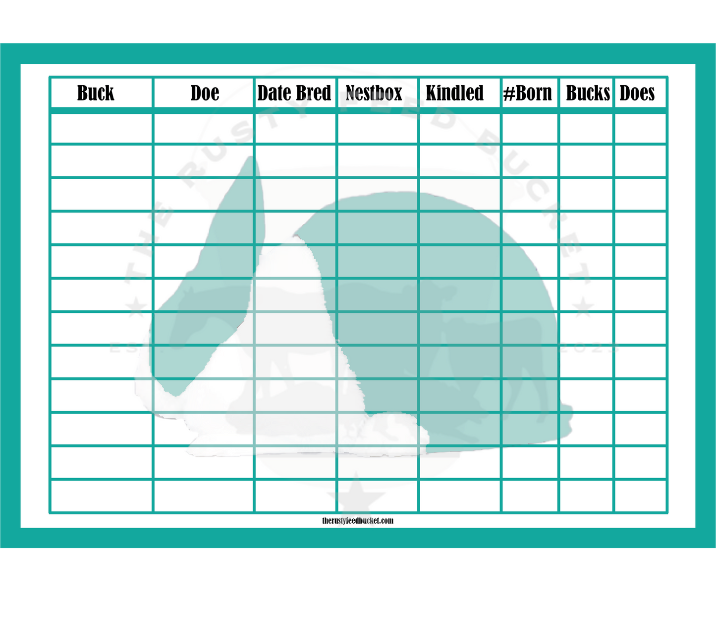 Rabbit Breeding Chart - Dutch – The Rusty Feed Bucket
