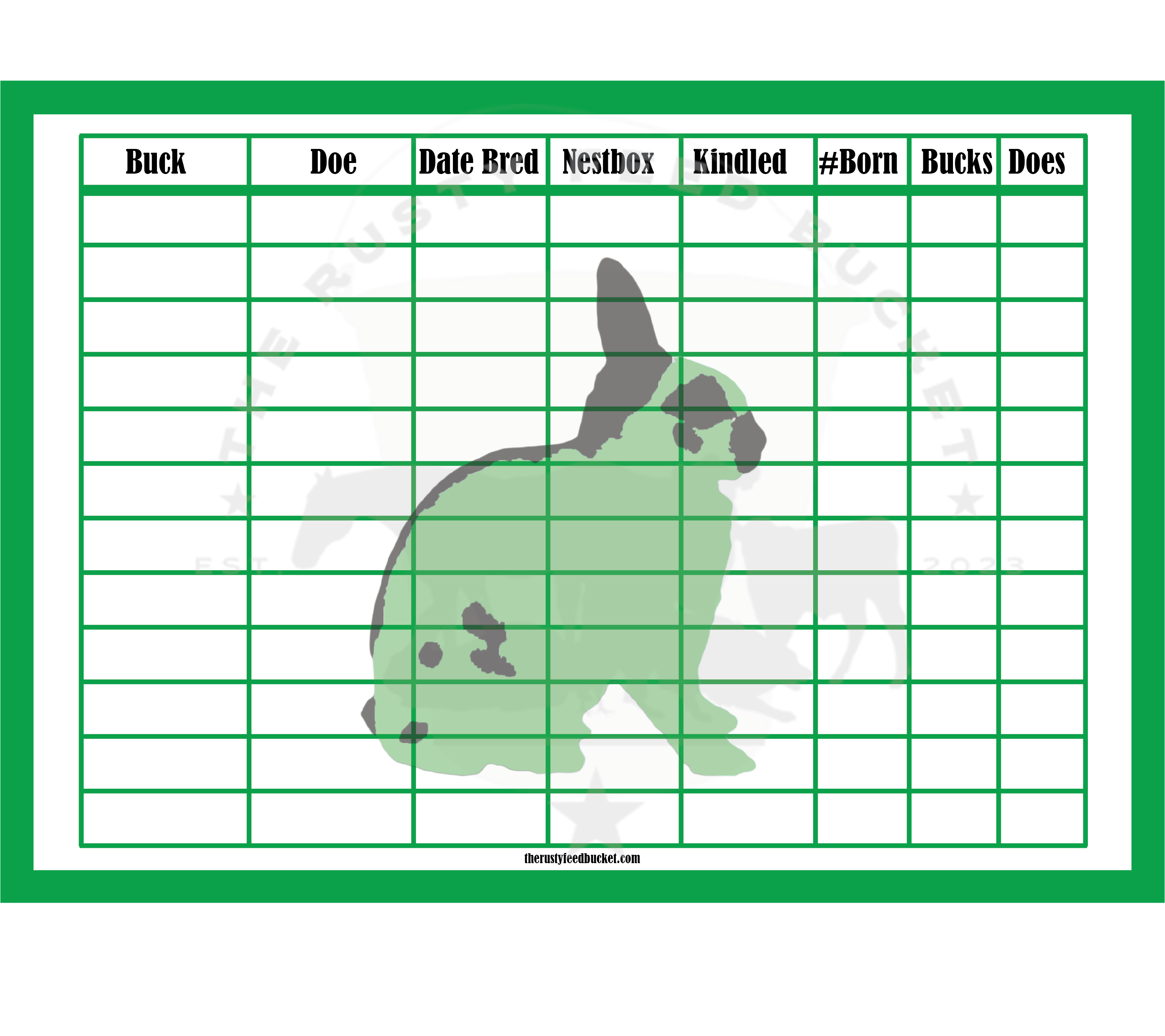 Rabbit Breeding Chart - Dwarf Papillon – The Rusty Feed Bucket
