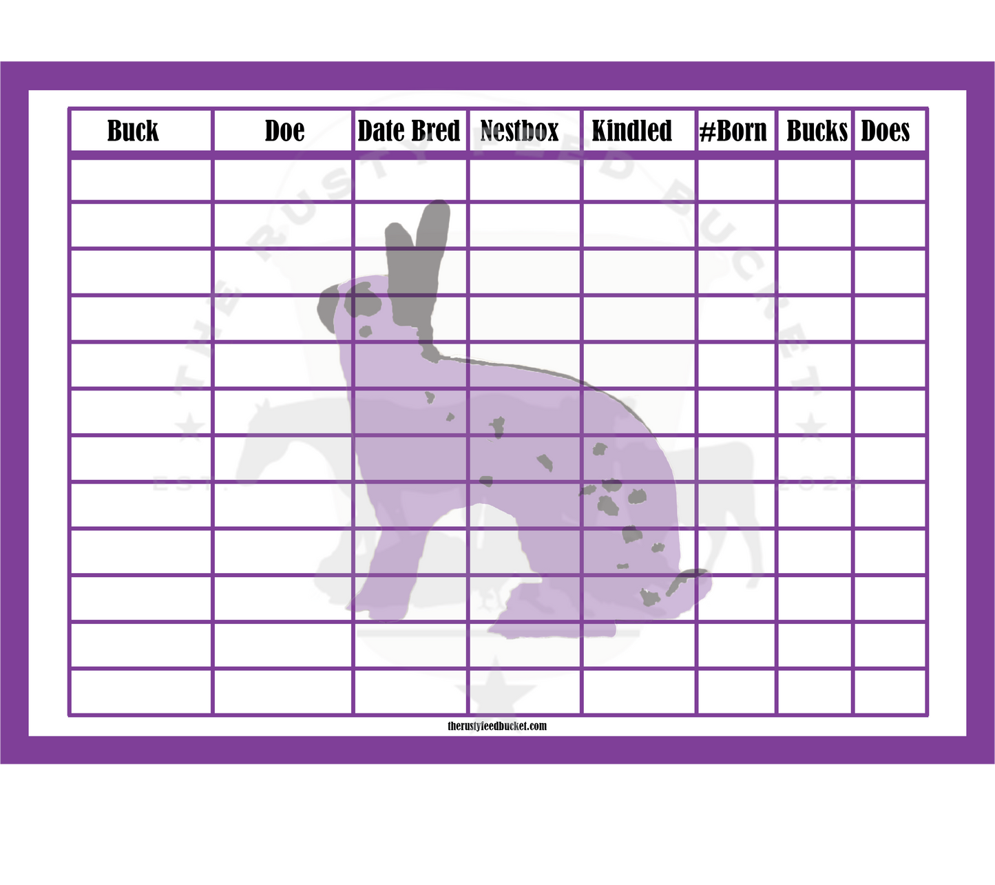 Rabbit Breeding Chart - English Spot – The Rusty Feed Bucket
