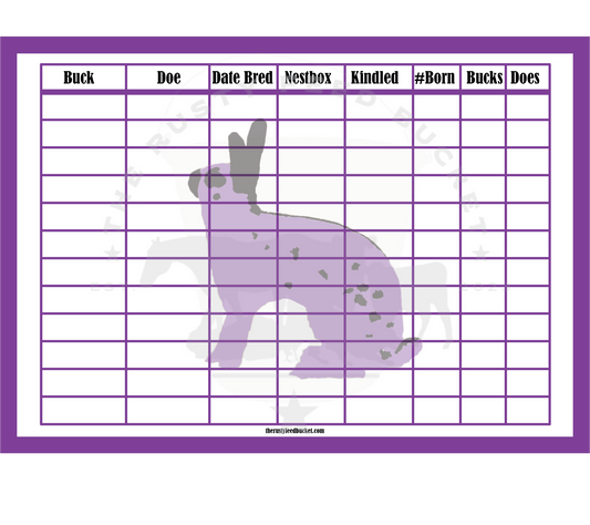 Rabbit Breeding Chart - English Spot
