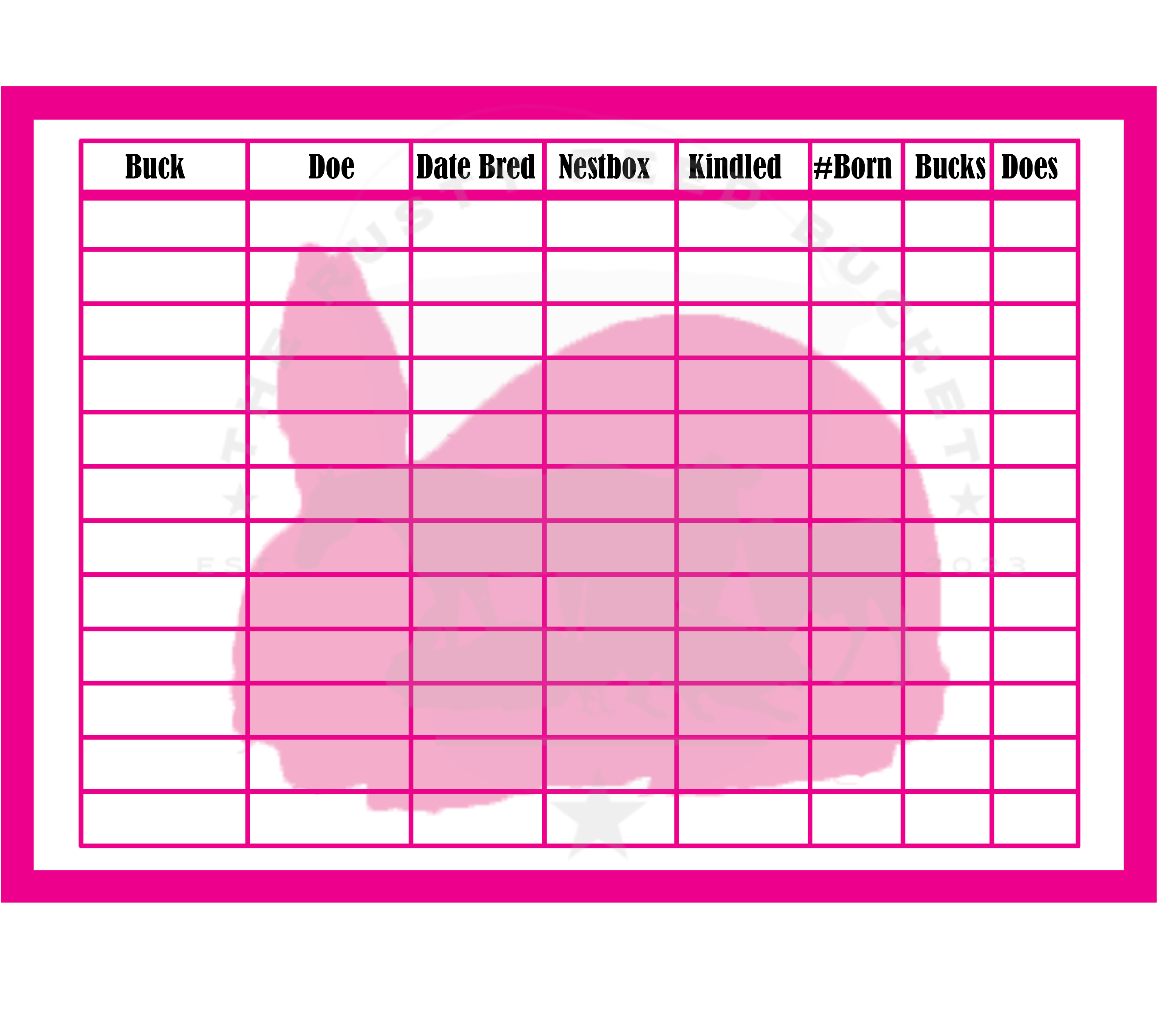 Rabbit Breeding Chart - Commercial Body Type – The Rusty Feed Bucket