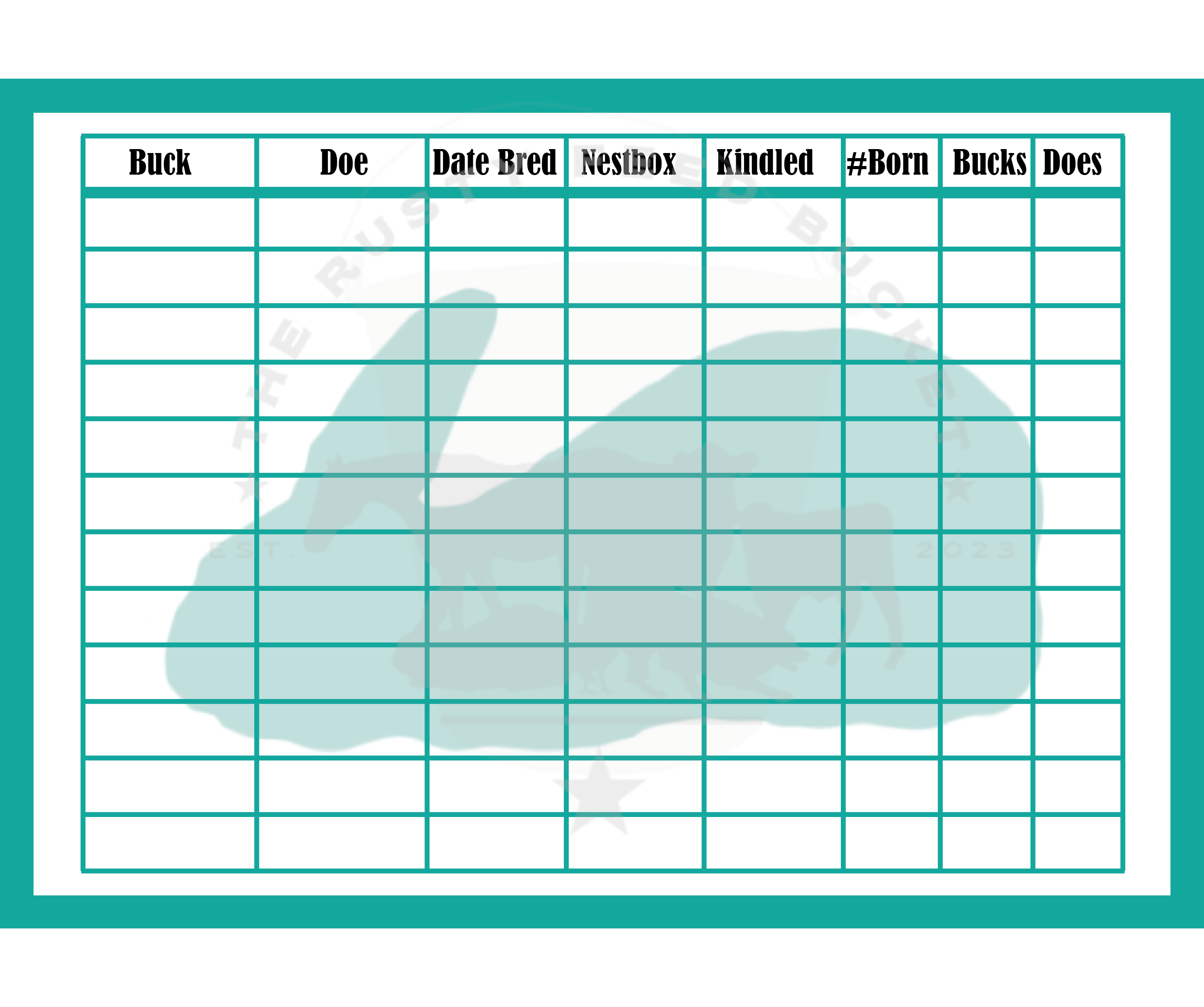 Rabbit Breeding Chart - Flemish Giant / Semi-Arch – The Rusty Feed Bucket