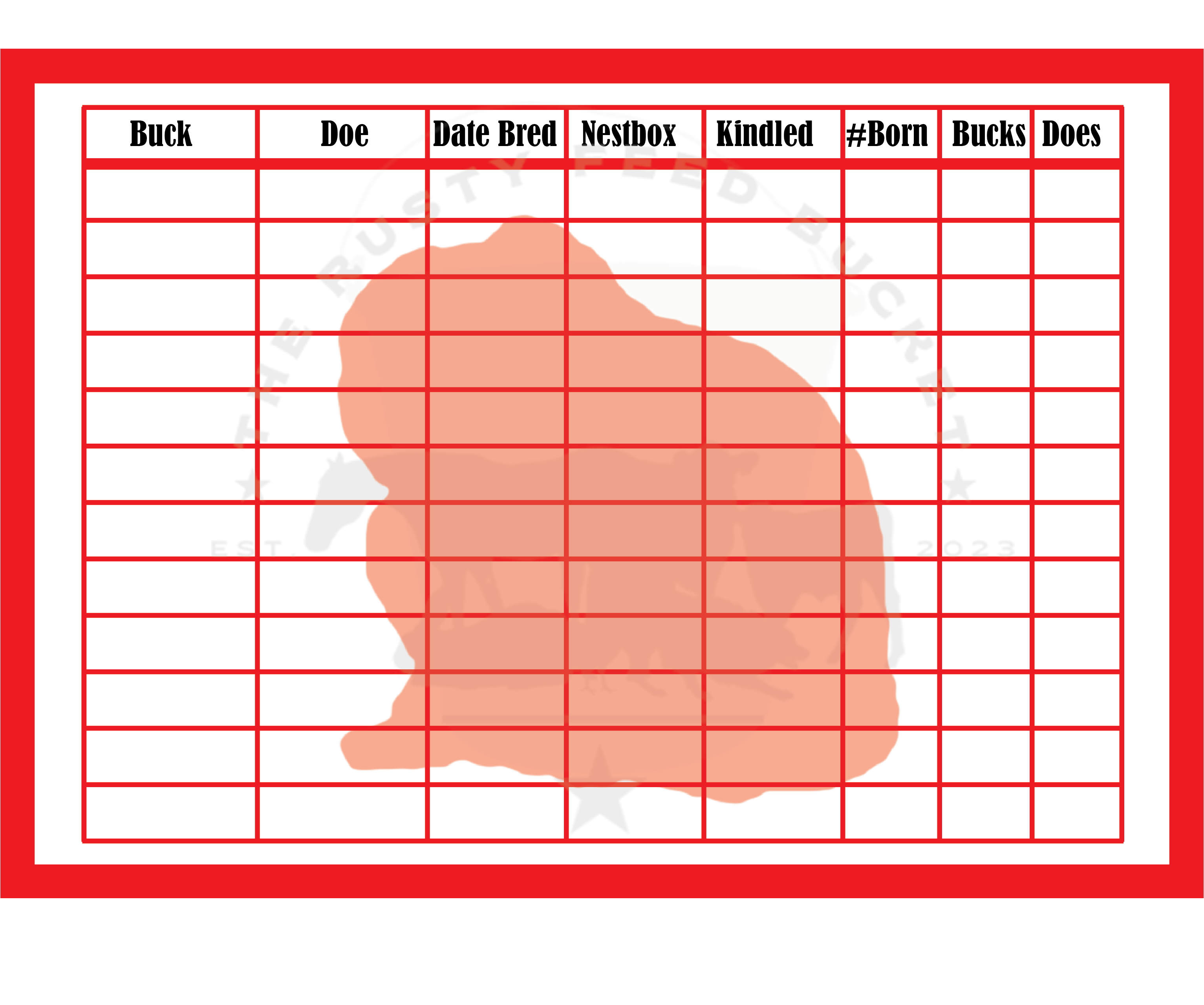 Rabbit Breeding Chart - Holland Lop – The Rusty Feed Bucket