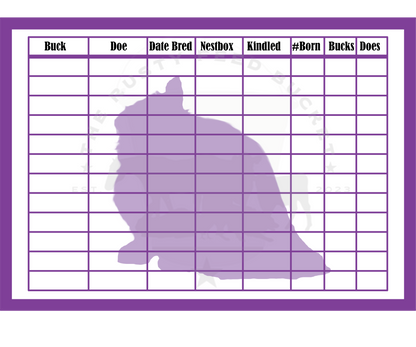 Rabbit Breeding Chart - Jersey Wooly
