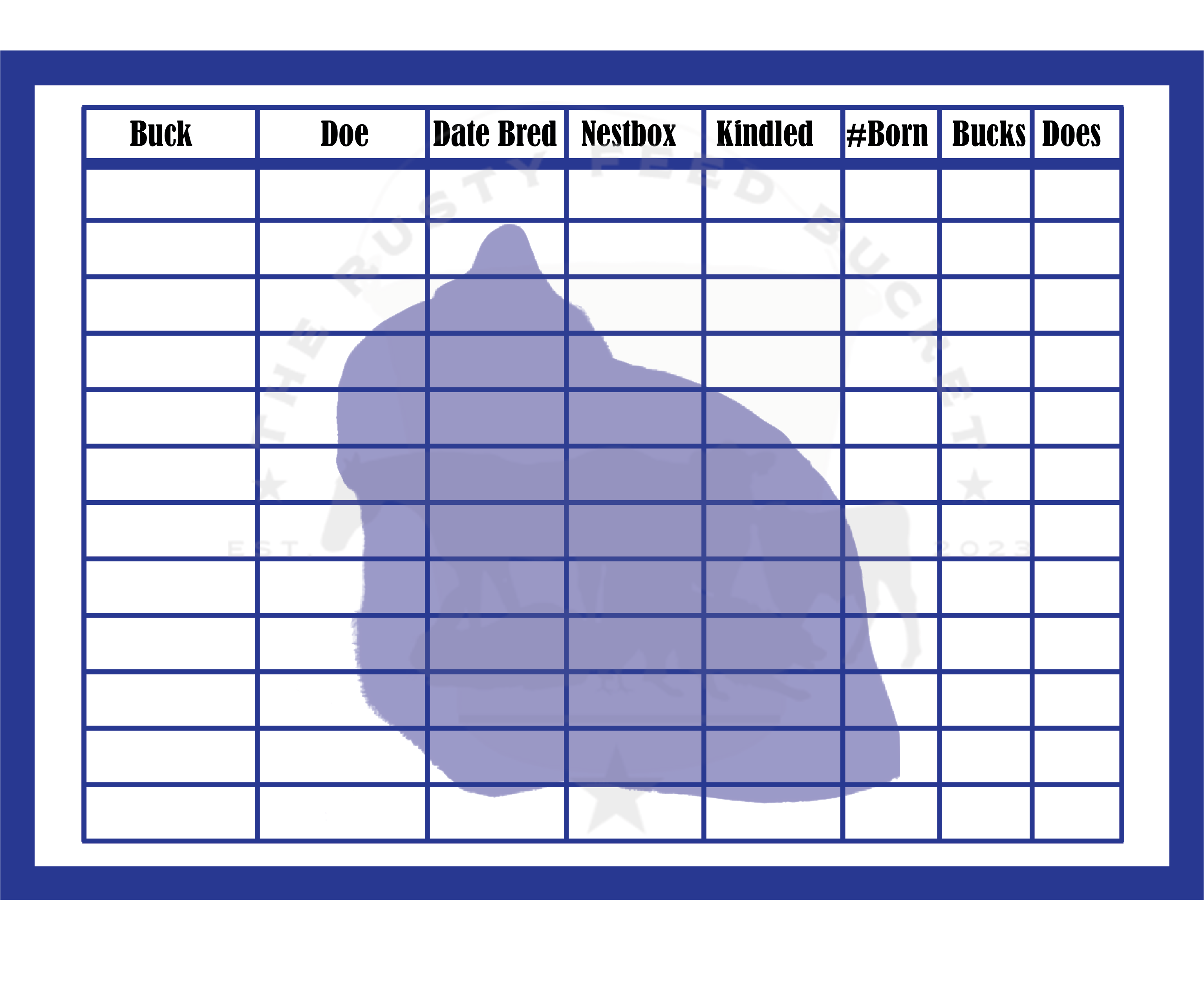 Rabbit Breeding Chart - Netherland Dwarf – The Rusty Feed Bucket